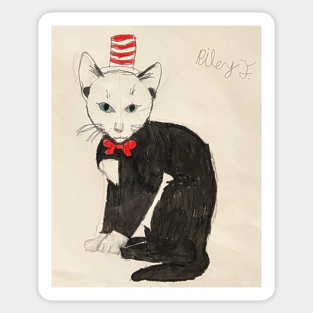 Cat in a Hat by Riley Sticker by Artladyjen